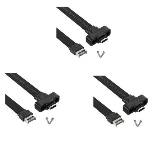 3X USB 3.1 Frontpanel Typ E Till Typ C Förlängningskabel, Gen 2 (10 Gbit/S) Intern Adapterkabel, med 2 Skruvar (50 cm)