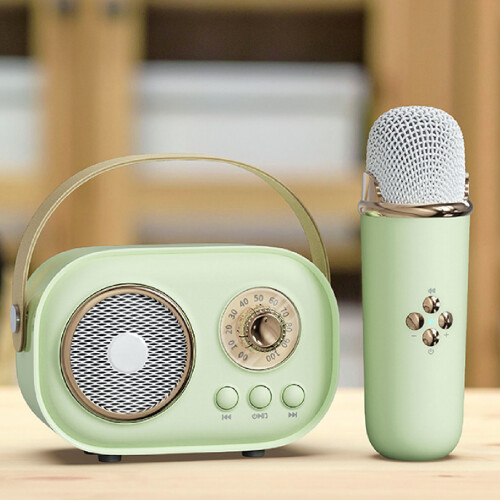 Mini Macchina Karaoke 2 Microfoni Set Speaker Bluetooth 1000mAh 2