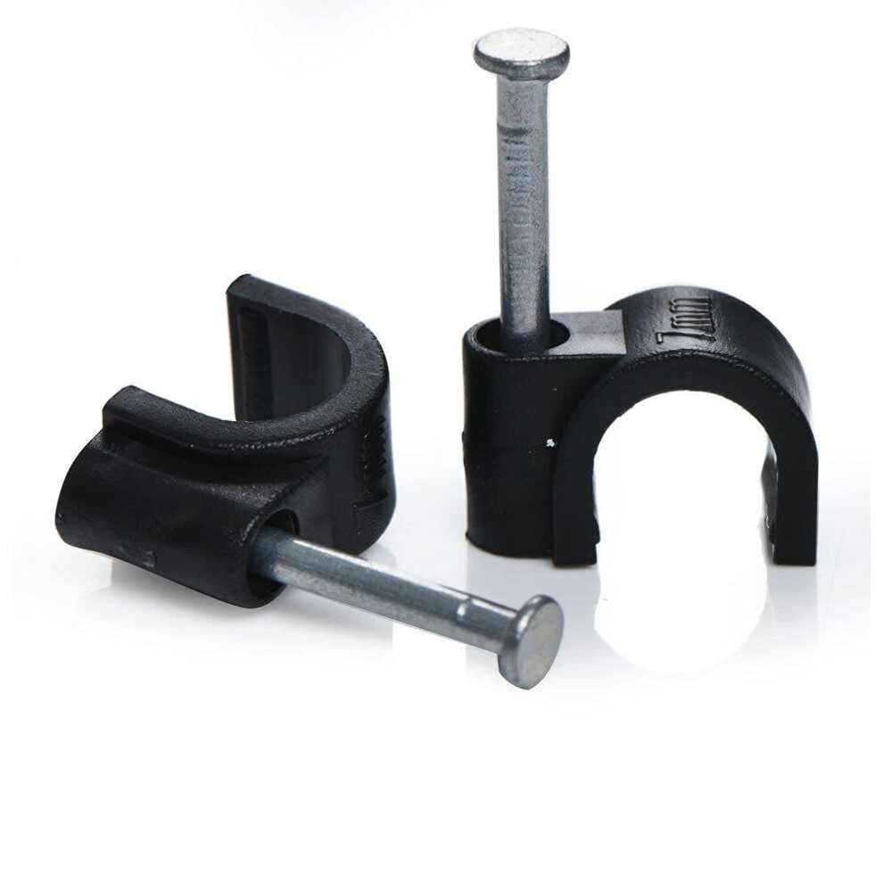 7Mm Round Black Cable Clips Pack Of 100 791429615196