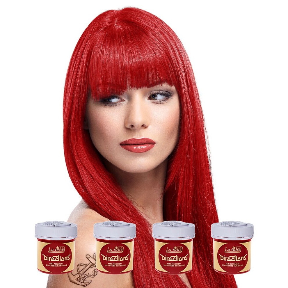 La Riche Directions 4 X Semi-Perm Hair Colour Pillarbox Red 4X 88Ml