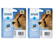 T0712 x2 Original Durabrite Ink Cartridges, Cyan (Twin Pack), Genuine