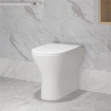 Back to Wall Round Toilet Ceramic Soft Close Seat Modern Bathroom BTW WC Pan