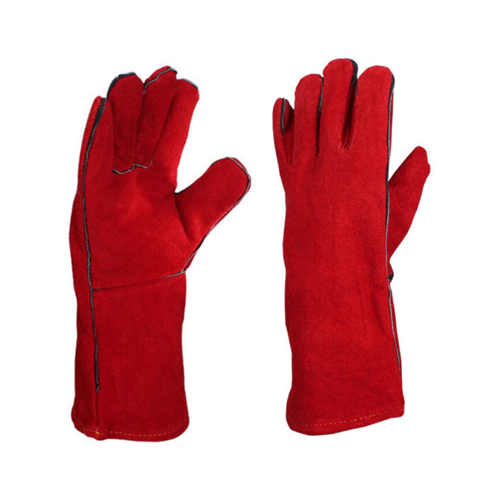 Welding Gloves Long Leather Gaunlets Heat Resistant Lined Extreme Heat Resistant Gloves, Ideal Welding Gloves For Tig And Mig, Perfect Bbq Gloves For 5053380449353