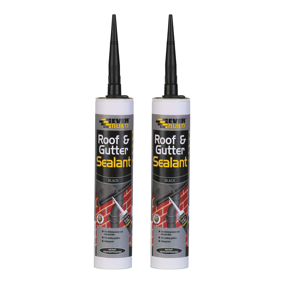Everbuild 2 X Roof & Gutter Sealant 310Ml Evbroofbl Black