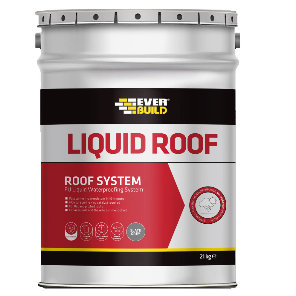 Liquid Roof | All Weather Roofing System Ideal For Concrete, Mortar And Metals - Slate Grey - 21 Kg 5029347614171