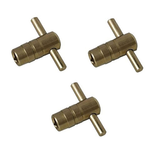 BH03437 (3 Pcs) Solid Brass T-Bar Radiator Key - Pack of 3 Pieces