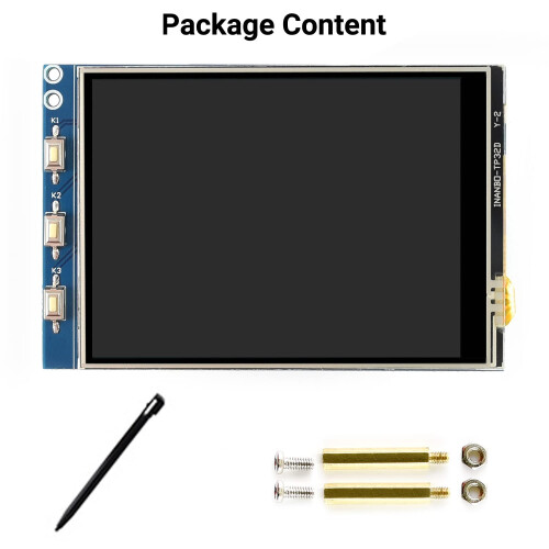 3.2 inch Display for Raspberry Pi 4 Resistive Touchscreen TFT LCD 320x240 Resolution Directly-pluggable for All Raspberry Pi Drivers Provided for 1