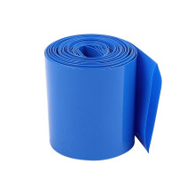 Sourcingmap 45mm Flat Width 2.1M Length PVC Heat Shrink Tube Blue for 18650 Batteries