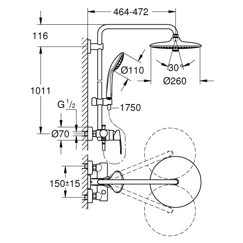 Grohe Colonne de douche avec mitigeur monocommande - GROHE 2
