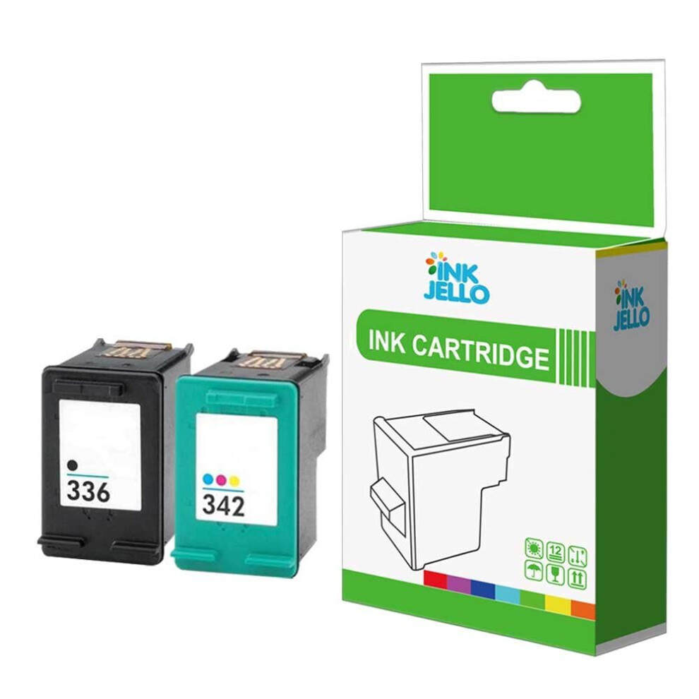 Ink Cartridge For Printer, Compatible With Hp Photosmart 2570 2573 2575 2575A 2575V 2575Xi 2710 2710Xi 7850 8049-336/342 (,Colour 2-Pack) Black 747742363122