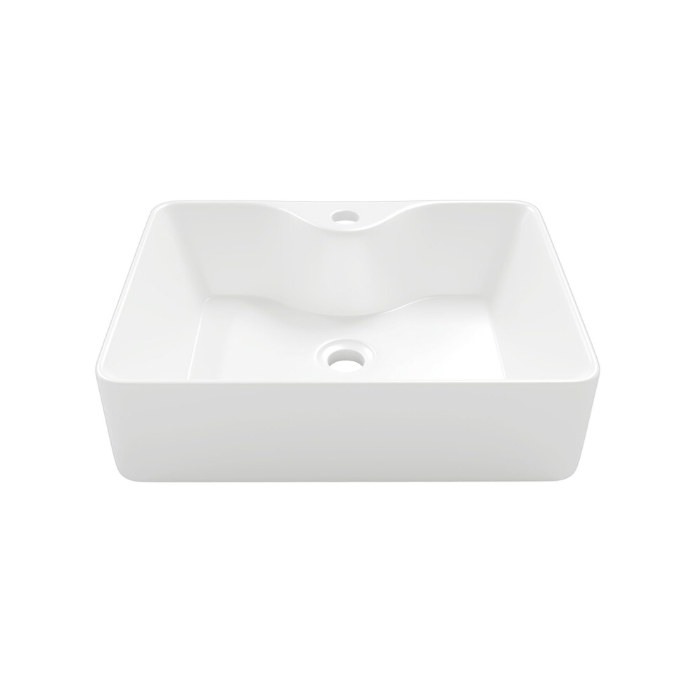 Rectangle Vessel Sink With Faucet Hole, Ceramic Countertop Bathroom Washbasin, Vitreous China Cloakroom Basin Sink For Lavatory, Bathroom, Vanity Unit 707943811860