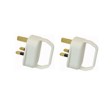 Easy Pull Mains Plug Top 13amp Fused with a Handle - Arthritis/Disability/weak Grip/Elderly (2, White)