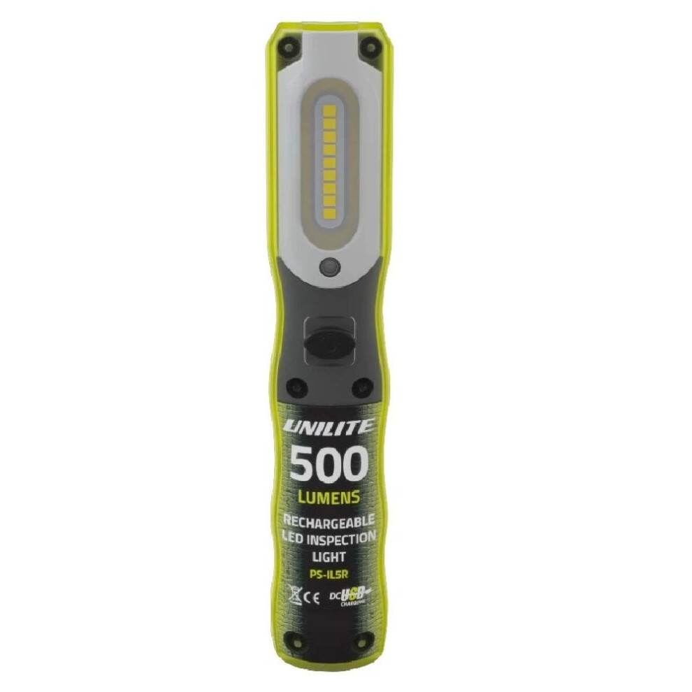 Unilite Ps-Il5r Rechargeable Usb Led Inspection Light Torch 500 Lumens - High Power Smd Led - Ip54-180Mm X 35Mm 5013581001316