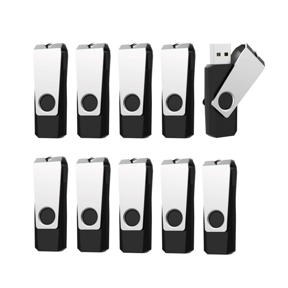 10 Pack Usb Stick 32Gb Usb Memory Stick Usb 2.0 Flash Drive Swivel Design Thumb Drive Pen Drive With Led Indicator (32Gb, ) Black 763230628863