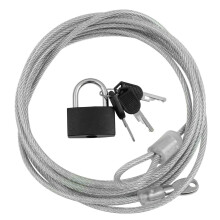 Long 3M Steel Security Vinyl Coated Cable & Padlock Bike/Car/Trailer/Secure Lock