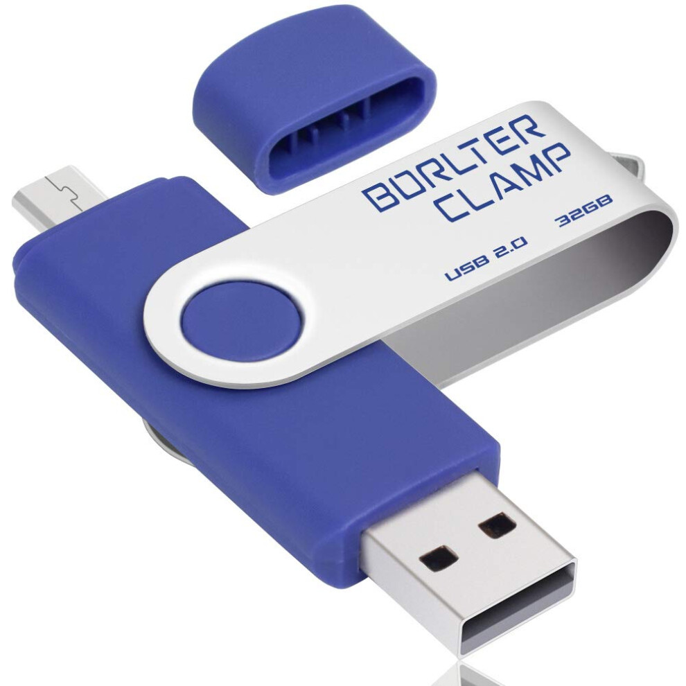32Gb Memory Stick Dual Usb Flash Drive, Otg Swivel Thumb Drive With Micro Usb Drive Port For Android Smartphone Tablet And Computer (Blue) Blue 822361296904