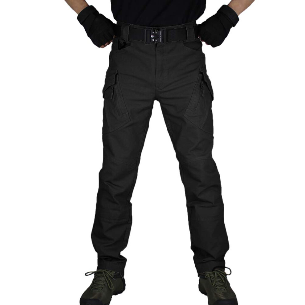 Men's Tactical Combat Military Trousers, Outdoor Work Cargo Casual Pants Cotton Workwear Trousers (Black, Tag Xl) 077063847781