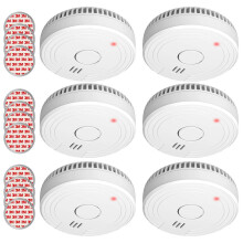 FS1805M, 6-Piece Smoke Alarm Set, Magnetic Mounting Kit, 5-Year, Complies with European Standard EN14604, White, Set of 6