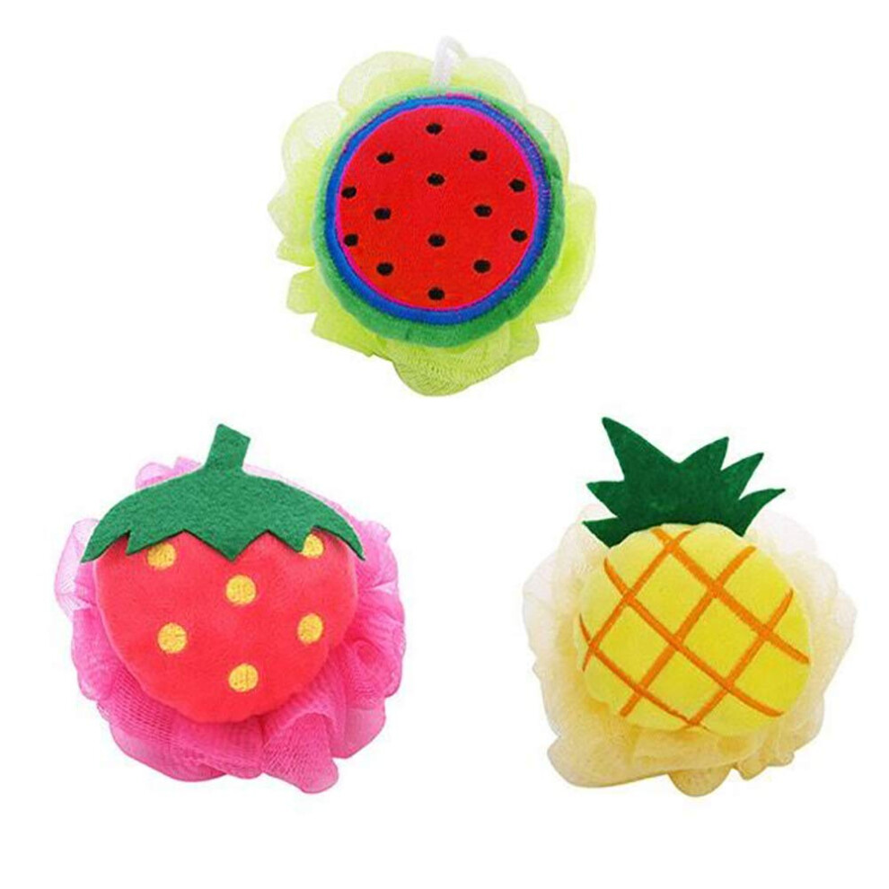 Omenluck 3Pcs Cartoon Bath Ball Sponges Loofah Body Scrubber Bathing Sponge Cleaning Skin Friendly