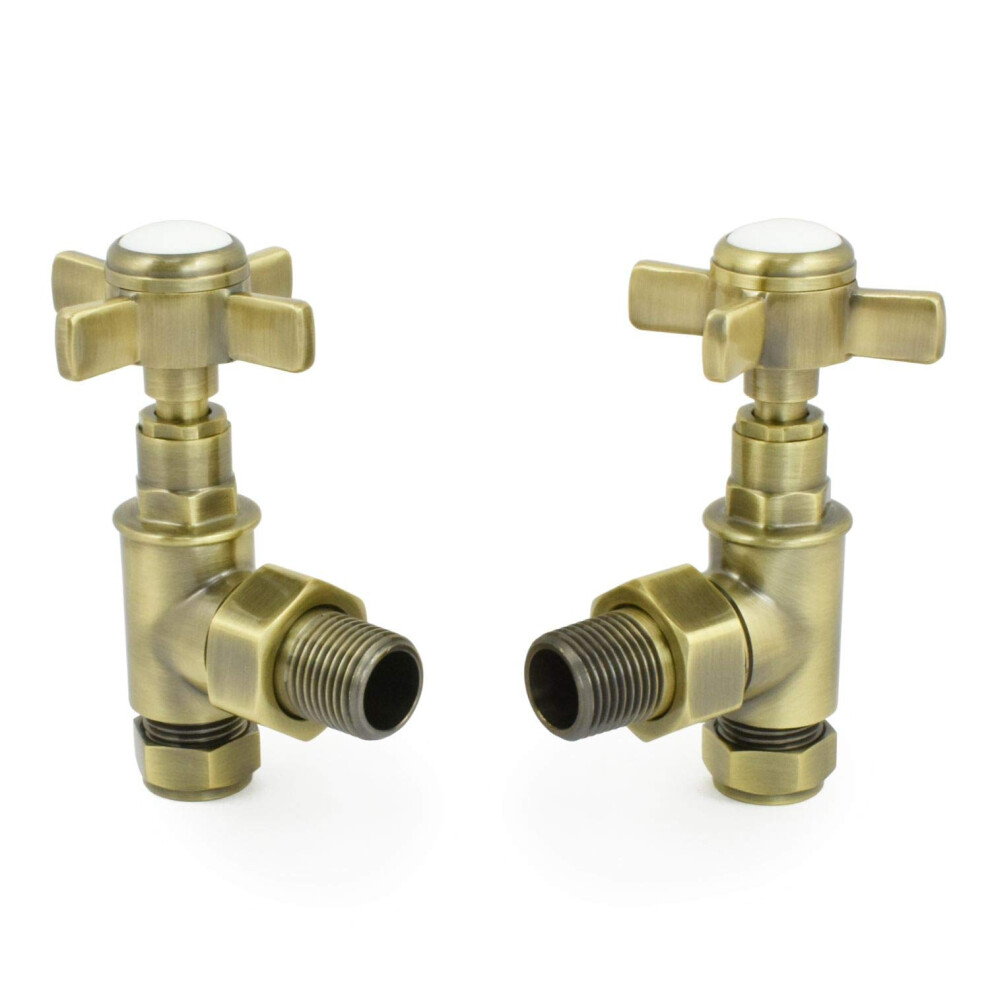 | Bayou Cross-Head Traditional Manual Radiator Valves (Pair) (Antique Brass) 763769995375
