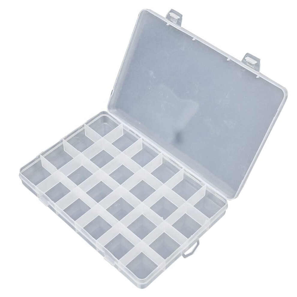 24 Compartment Box Small Organizer Storage Plastic Craft Nail Fuse Beads Case Slot Plastic Storage Box Jewelry Tool Container Fishing Tackle Hook 643570891311