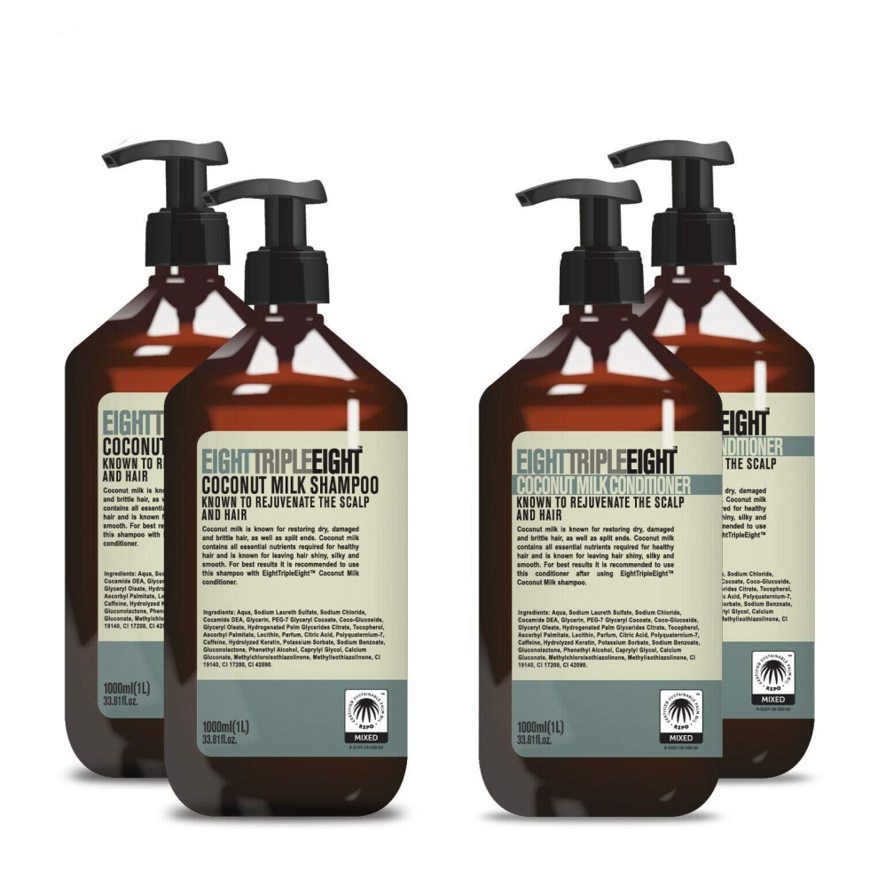 Eight Triple Eight Coconut Milk 2X Shampoo & 2X Conditioner 1L