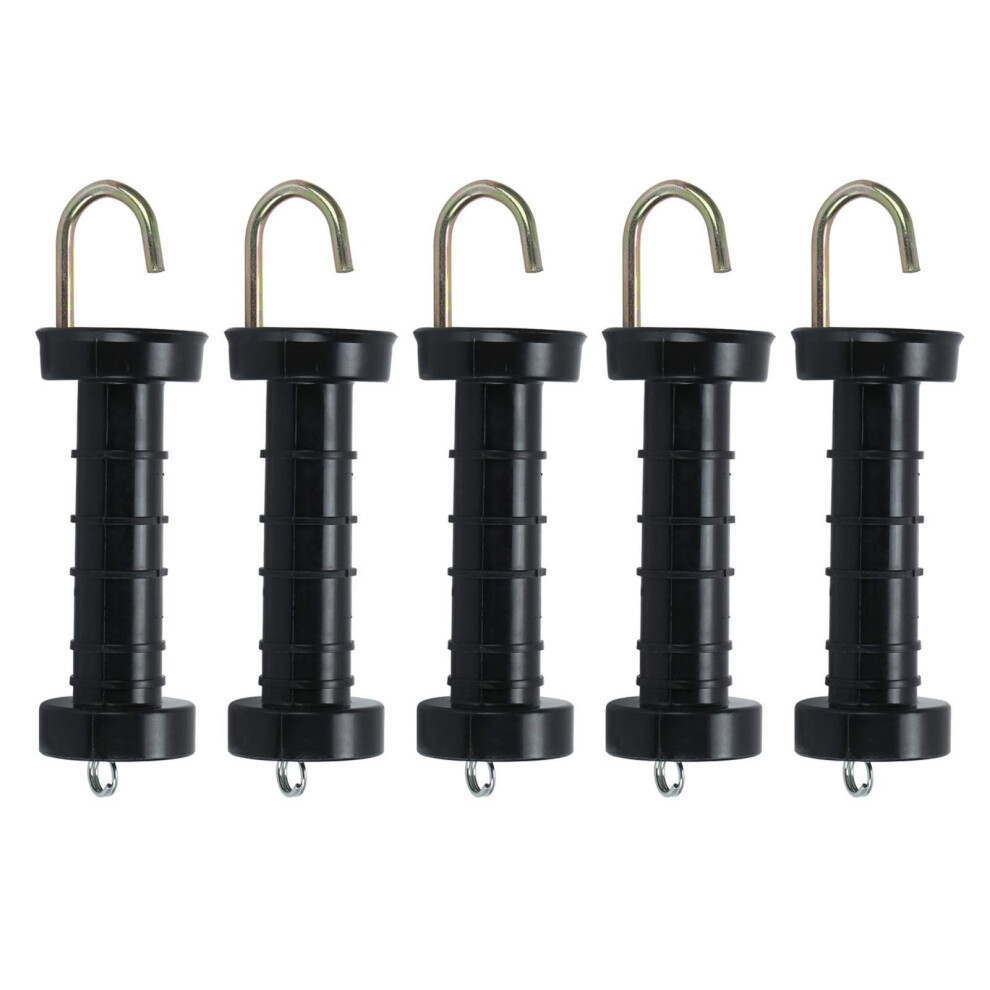 5Pcs Electric Fence Handles Insulated Spring Tension Gate Handle For Fencing Black 736542689839
