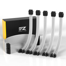 PSU Cable Extension Sleeved Custom Mod GPU PC Power Supply Soft Nylon Braided with Comb Kit 24PIN/3x 8PIN to 6+2Pin/ 2X 8PIN to 4+4PIN-300MM/11.8in -