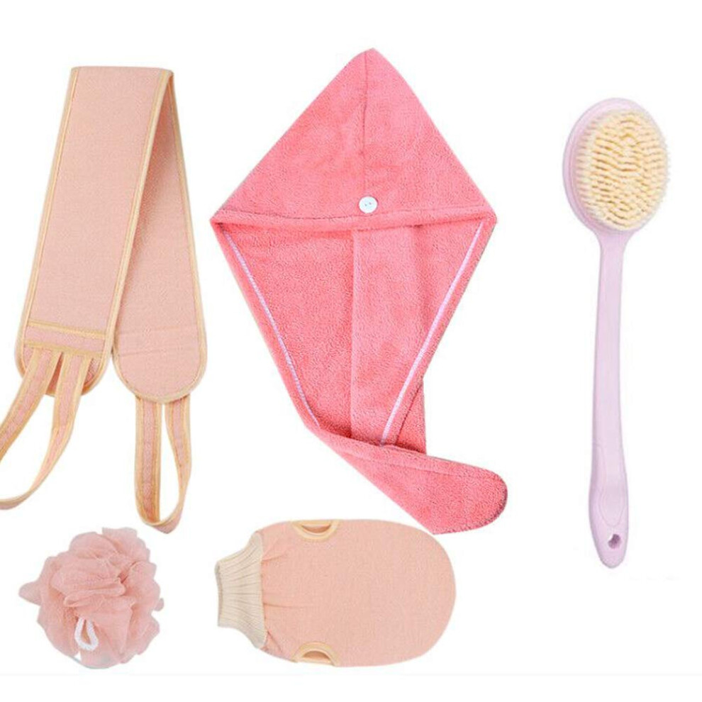 Omenluck 1Set Exfoliating Back Scrubber Dry Hair Cap Bathing Brush Shower Gloves Mitt Rub Mud Hands Brushs