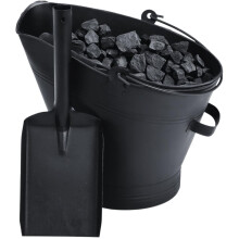 Fireplace Waterloo Style Black Coal Scuttle Bucket Hod with Metal Shovel (Waterloo Style Coal Bucket & Shovel)