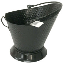 Heavy Duty Black Metal Fireplace Round Hammered Coal Scuttle Bucket Hod