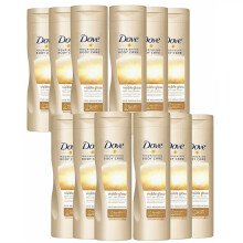 12 Pack of Dove Nourishing Body Care Visible Glow Gradual Self-Tan Fair to Medium Body Lotion 400ml