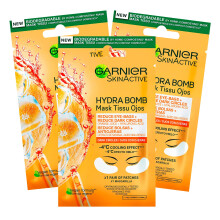 3x Garnier SkinActive Anti-Fatigue Eye Contour Mask with Orange Juice and Hyaluronic Acid for Dull and Tired Eyes Ice Effect - 3 Packs of 1