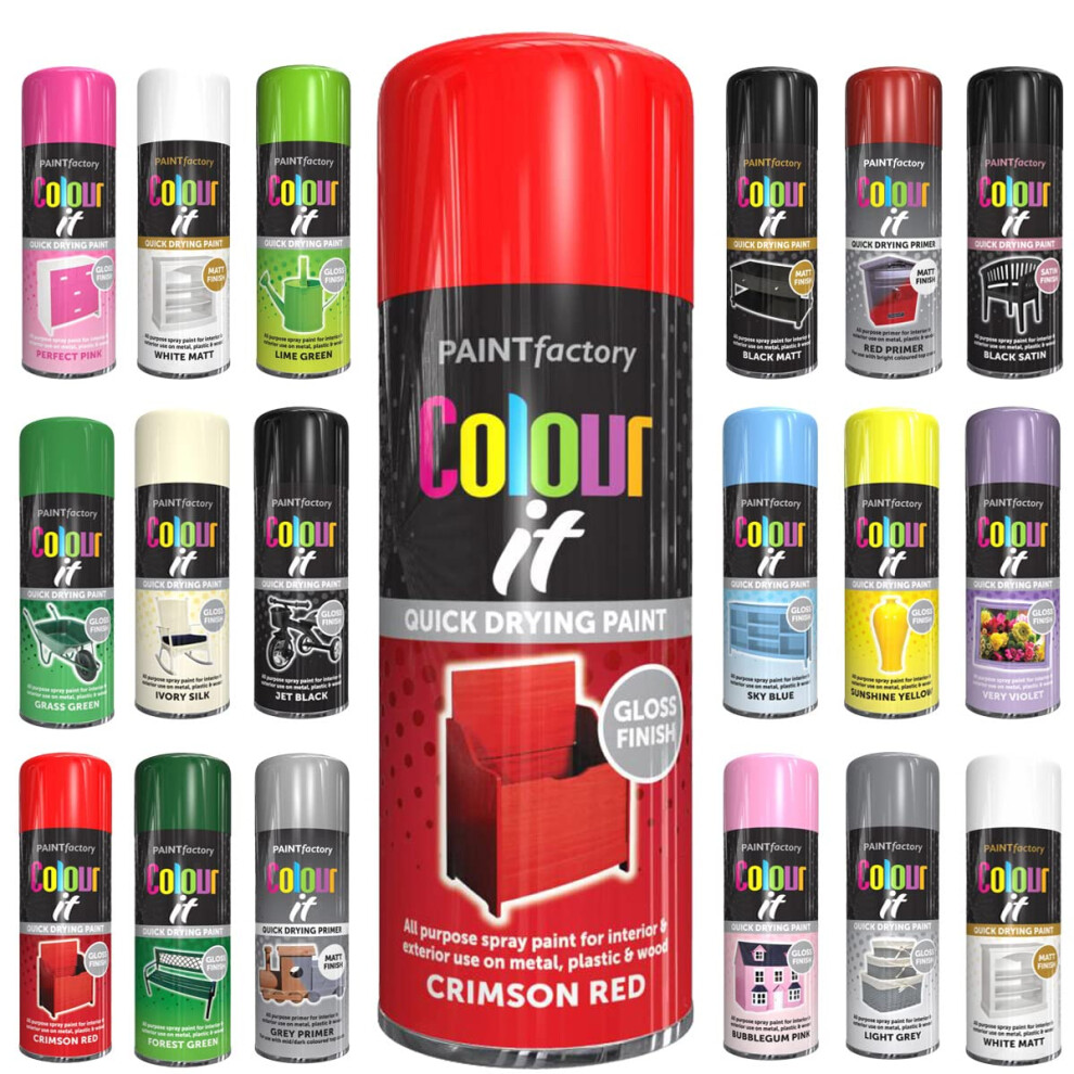 1 X All Purpose Crimson Red Aerosol Spray Paint 400Ml Quick Drying Spray,Fast Dry And Excellent Coverage For Metal, Wood, Plastic And More 5056555414934