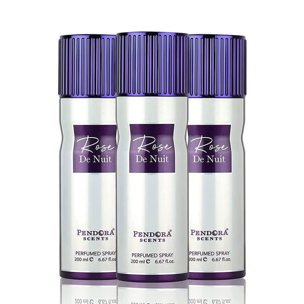 Paris Corner Set Of 3 Deo Men And Women's Body Spray Pendora Scents 200Ml Perfumes (Rose De Nuit)