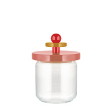 Mr. Sottsass I Suppose ES16 / 75 2 - Design Hermetic Glass Jar with Lid in Beech, Pink, Red and Yellow Wood