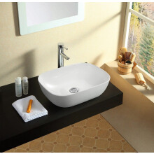 Modern Bathroom Cloakroom Ceramic Oval Basin Sink, Counter Top Space Saving White Ceramic Basin Only | 135x460x330mm (HxWxD)