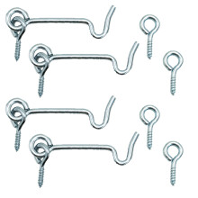 2 Inch Cabin Hook, Eye Latch Hook Door Lock Plating Finish for Gate Shutters Window Slide Barn Door 4 Pack Silver