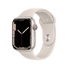 Watch Series 7 (GPS + Cellular, 45MM) Starlight Aluminium Case with Starlight Sport Band (Renewed)