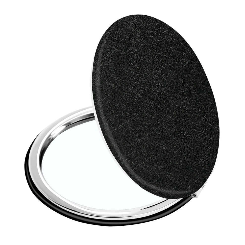 Ytzj Direct Elegant Compact Vanity Makeup Mirror For Men Women Girls, Black Round Travel Cosmetic Mirrors For Pocket Purse Wallet Handbag, Portable 1X/2X