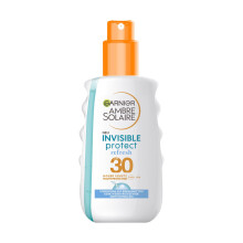Sunscreen Spray SPF30 Invisible and Waterproof Sun Lotion with Cooling Effect, Ambre Solaire Invisible Protect Refresh, 1 x 200 ml