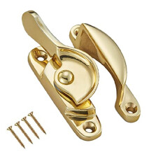 TERF Traditional Vintage Polished Brass Sash Window Lock Catch Latch Fitch Fastener With Fixing Screws For Wood Aluminium UPVC Vinyl Frames - Pack