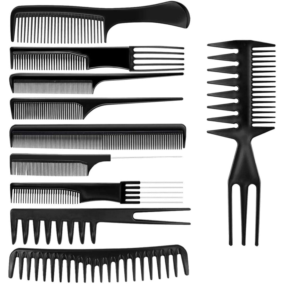 Craviing Unisex 10 Pack Hair Combs Set - Anti Static Coarse Fine Toothed Tail Teasing Waves Pick Combs For Professional Hairdressing, Barbers & Salon