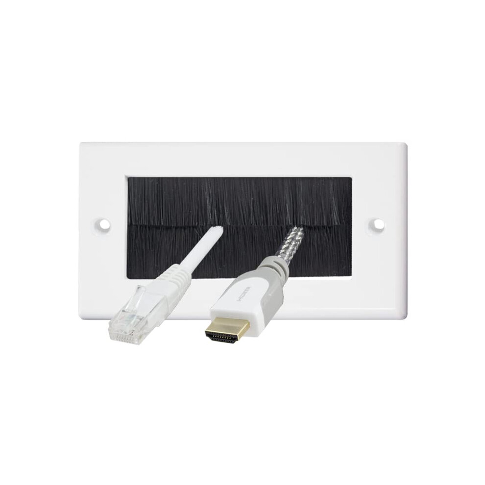 Black Brush White Surround Double Twin 2 Gang Wall Outlet Cable Entry Plate Tidy Mount Face Plate Wall Plate (1) 5060503876019