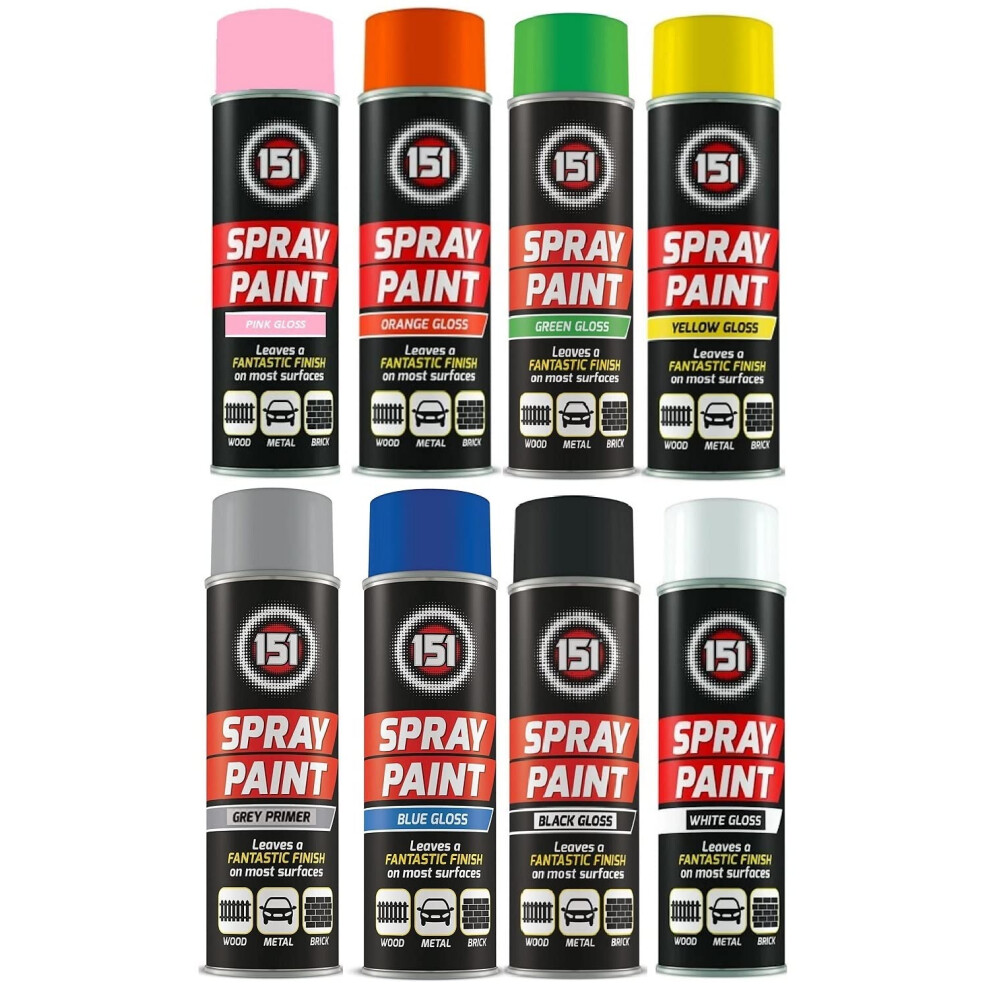 8 Cans Gloss Finish 250Ml Multipurpose Aerosol Spray Paint Can For All Purpose 5056558616755