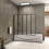 Matt Black 1200x1400mm 5 Fold Folding Bath Shower Screen Door Panel 1