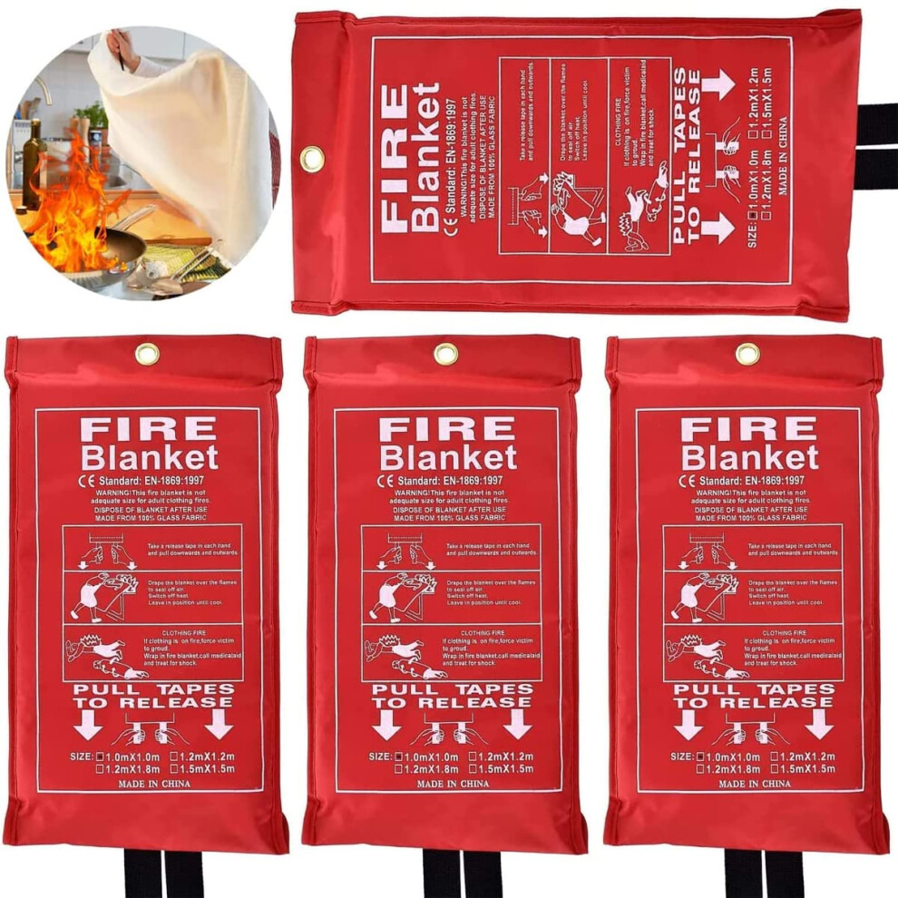 Emergency Fire Blankets For Home, Fiberglass Fire Resistant 1M X 1M Blanket Soft Case, Kitchen Fire Blanket, Fire Safety Blanket Quick Unfolding With 5060955537223