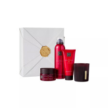 Gift Set for Women from The Ritual of Ayurveda - Shower Gel, Body Scrub, Body Cream, Candle - with Indian Rose & Sweet Almond Oil - Medium