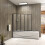 Matt Black 1200x1400mm 5 Fold Folding Bath Shower Screen Door Panel 2