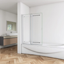 Sliding Folding Shower Screen Fixed Pivot Shower Doors Double Panels Aluminum Chrome Frame 900x1400mm
